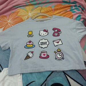 Old Navy Light Gray Hello Kitty Crop Top